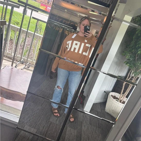 NEW Brown Clare V ciao Sweatshirt - Picture 4 of 4